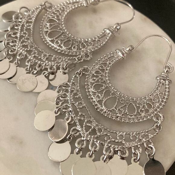 Hoop Earrings heavy silver - Picture 3 of 5